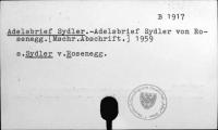 Adelsbrief Sydler [B-1917.]