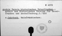 Archiv verein historischen Unterfranken