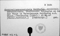 Archivalienverzeichnis Waidhofen/Thaya