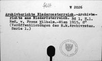 Archivberichte Niederösterreich [W-2026.] - fehlt