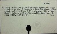 Bibliographie Archive biographischen