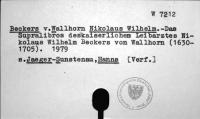 Beckers Wallhron Nikolaus Wilhelm