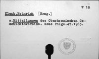 Mitteilungen des Oberhessischen Geschichtsvereins. Herausgegeben von Heinrich Klenk. [W-18.47]