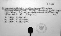 Frühling, Moritz [Herausgeber]: Jüdisches Kriegsgedenkblatt [B-1112.]