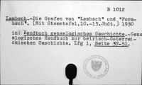 Genealogisches Handbuch zur bairisch-österreichischen Geschichte. Lieferung 1. 1930 [B-1012.]