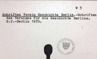 Schriften Verein Geschichte Berlin