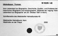 Winkelbauer, Thomas
Vom Lebenslauf zur Biographie