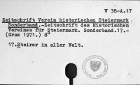 Zeitschrift Verein historischen Steiermark Sonderband